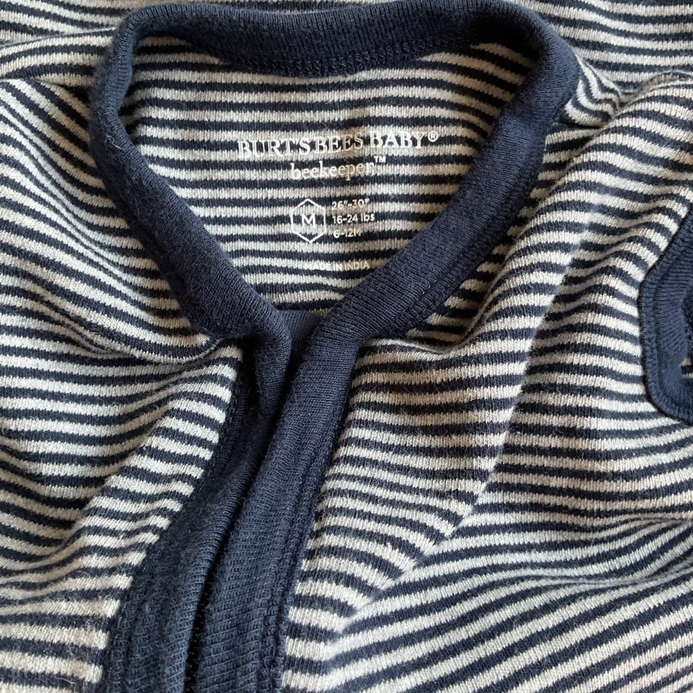 Burt's Bees Baby Navy and White Striped Sleep Sack - Picture 3 of 3